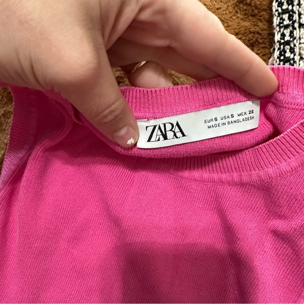 Zara Pink Ribbed Tank Top - Picture 3 of 4